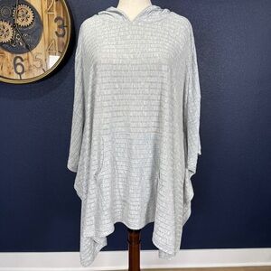LIVI Lane Bryant Gray 3/4 Sleeve Hooded Ribbed Hacci Poncho Plus Size 26/28